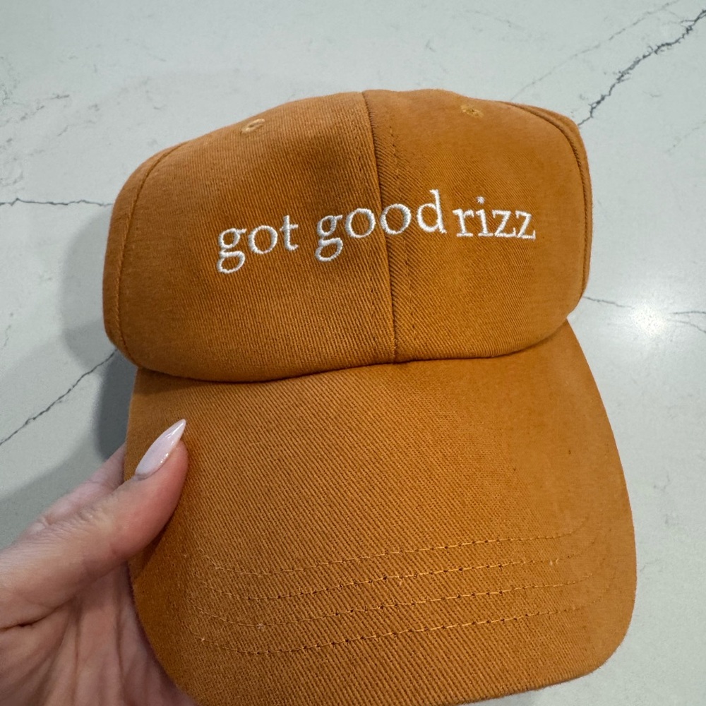 Orange Cap with Embroidered Text